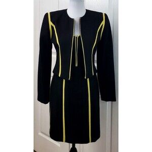 Lillie Rubin Black Cotton Sleeveless Dress W/Blazer Bodycon Crop Jacket Sz 4 EUC